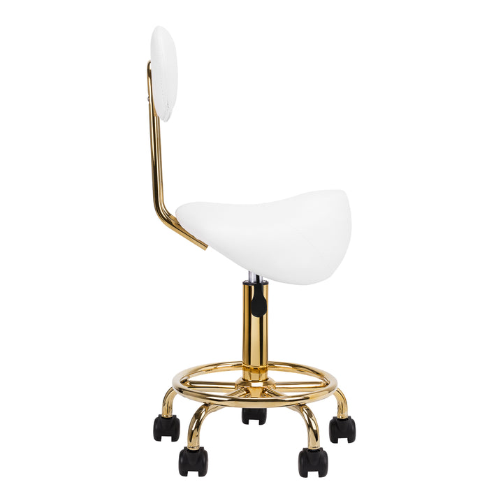 Sgabello Ergonomico con Ruote e Schienale 6001-G Oro-Bianco - immagine 2