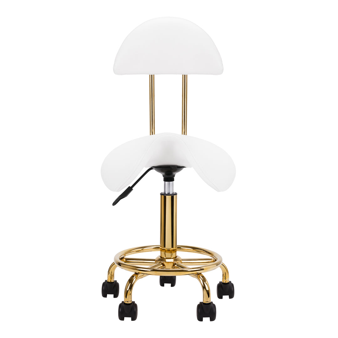 Sgabello Ergonomico con Ruote e Schienale 6001-G Oro-Bianco - immagine 3