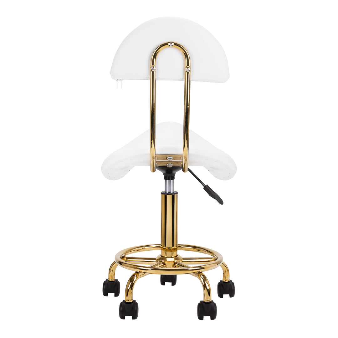 Sgabello Ergonomico con Ruote e Schienale 6001-G Oro-Bianco - immagine 4