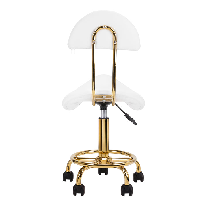 Sgabello Ergonomico con Ruote e Schienale 6001-G Oro-Bianco - immagine 4