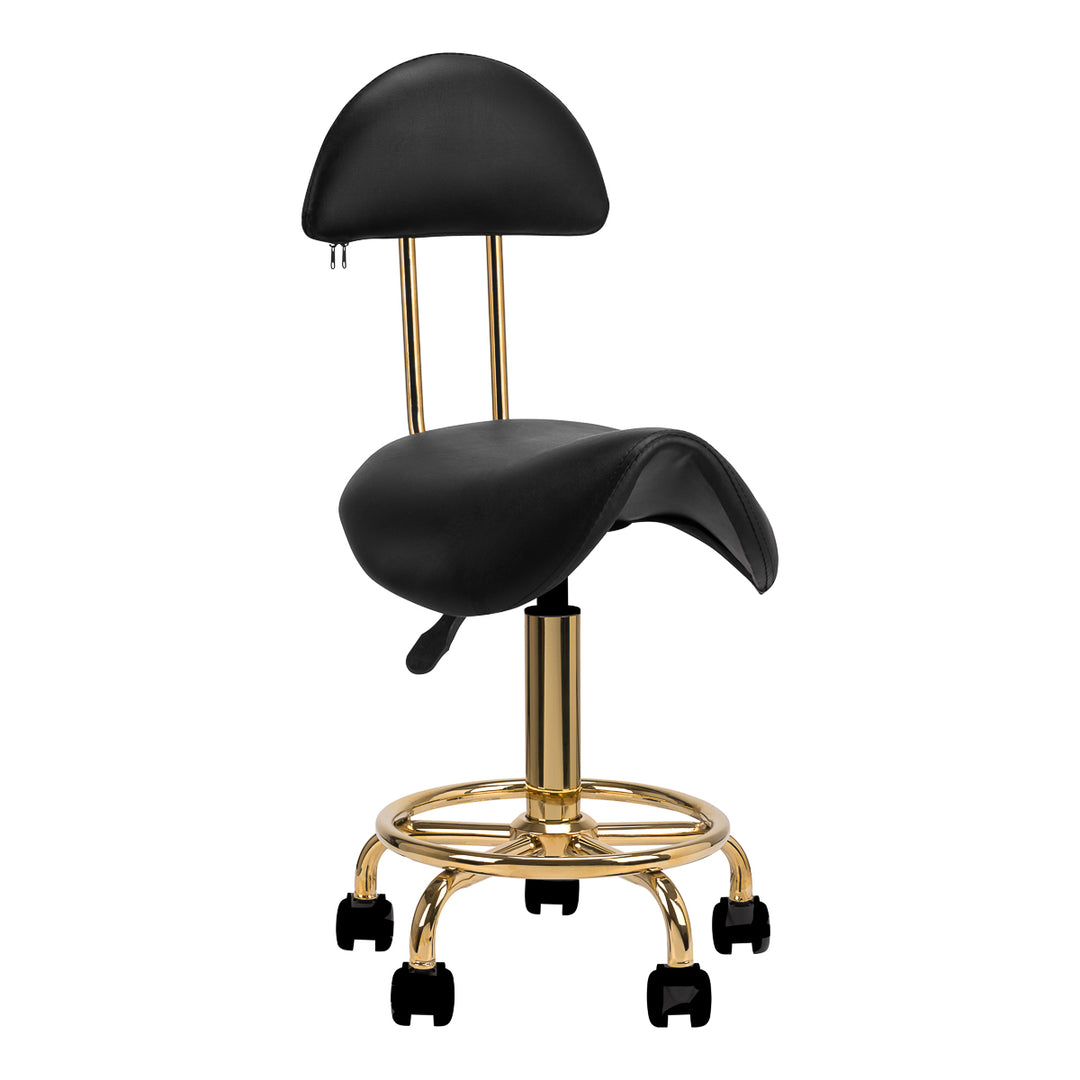Sgabello Ergonomico con Ruote e Schienale 6001-G Oro-Nero
