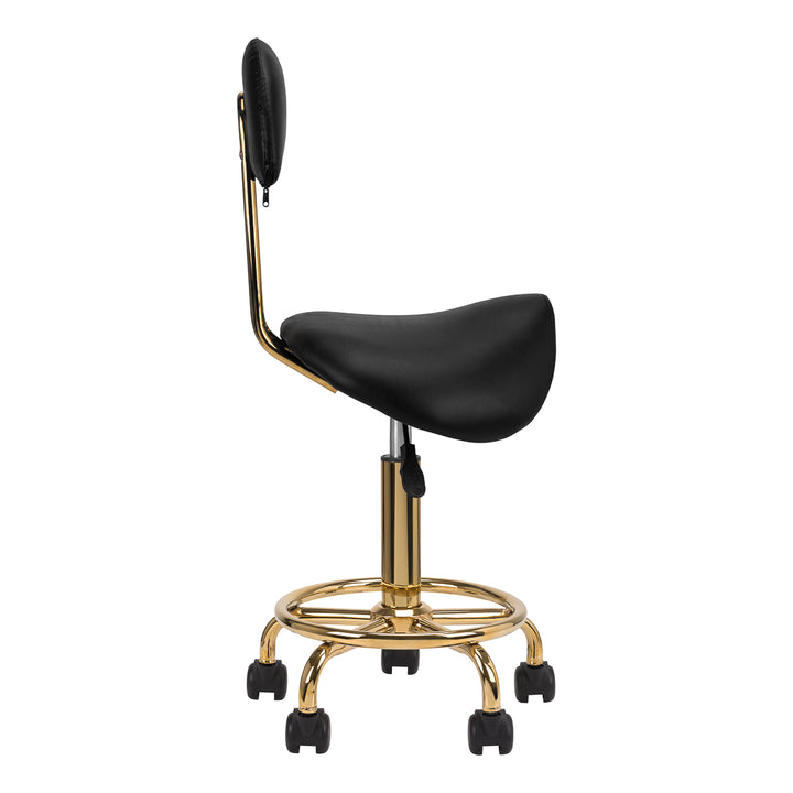 Sgabello Ergonomico con Ruote e Schienale 6001-G Oro-Nero - immagine 2