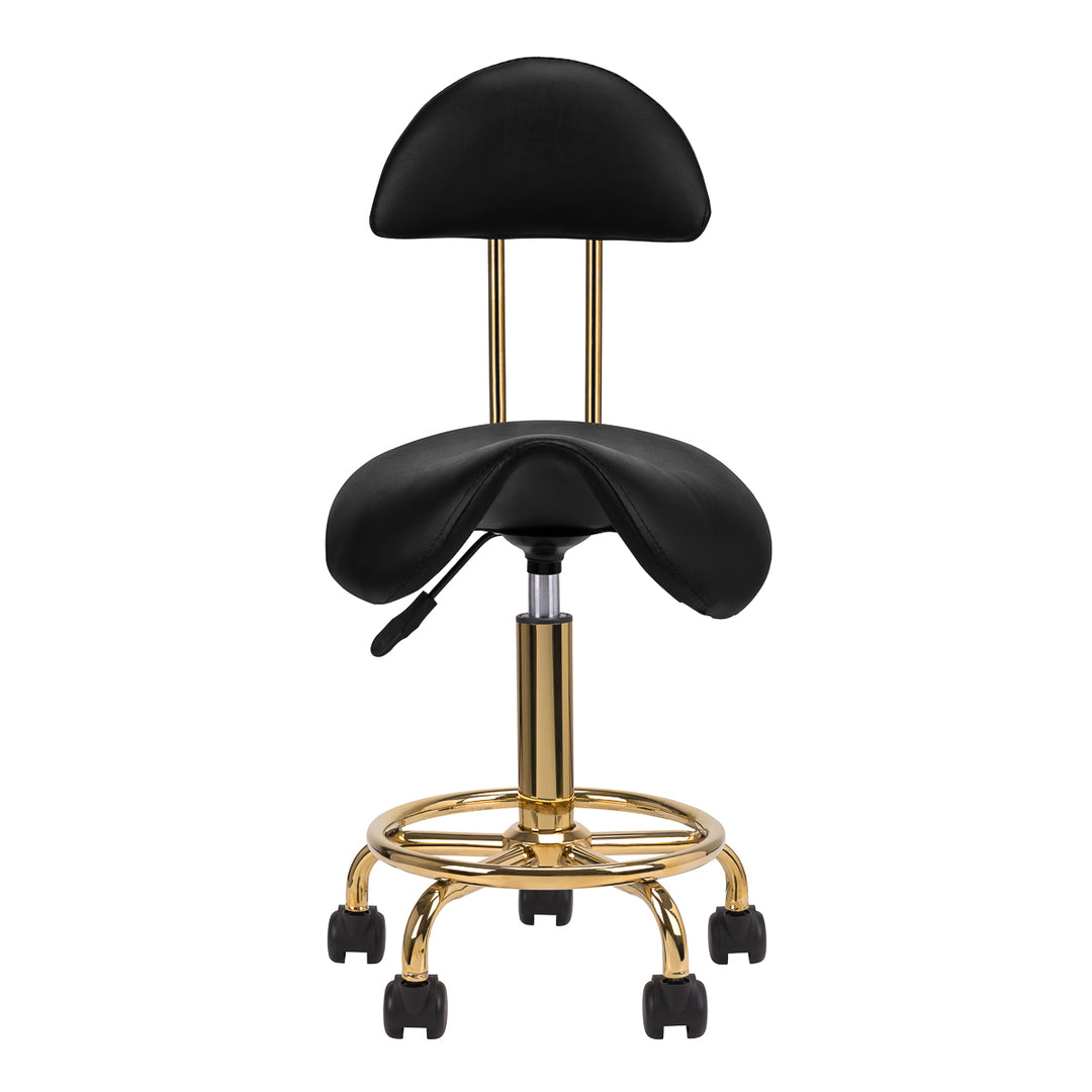 Sgabello Ergonomico con Ruote e Schienale 6001-G Oro-Nero - immagine 3