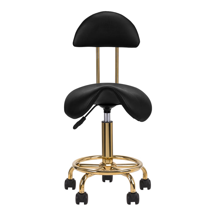 Sgabello Ergonomico con Ruote e Schienale 6001-G Oro-Nero - immagine 3
