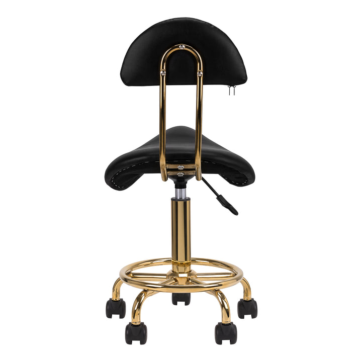 Sgabello Ergonomico con Ruote e Schienale 6001-G Oro-Nero - immagine 4