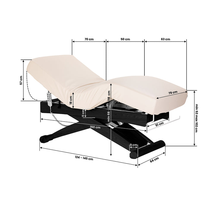 Lettino da massaggio elettrico Sillon Siesta Crema-Nero - immagine 20