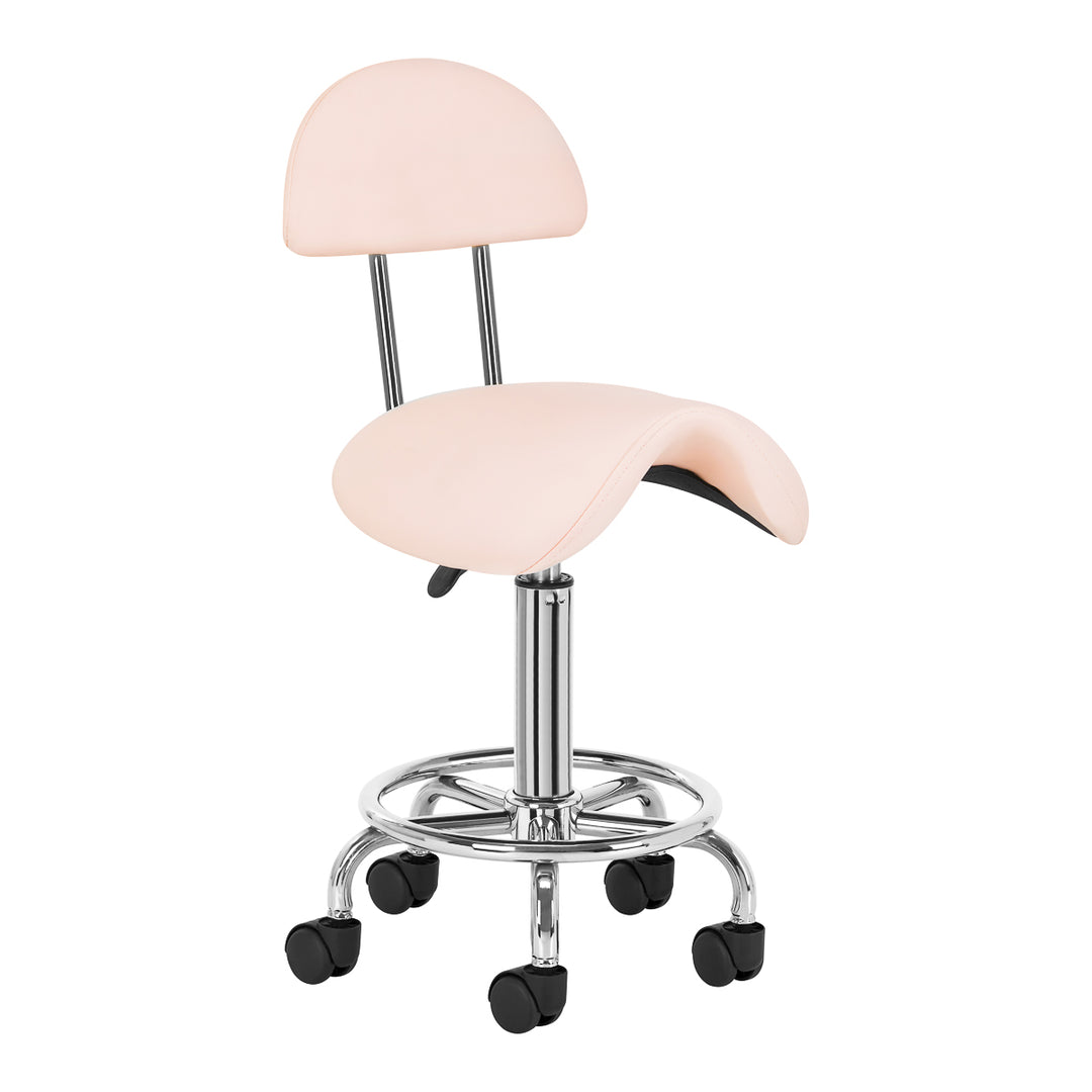 Sgabello Ergonomico con Ruote e Schienale 6001 Rosa
