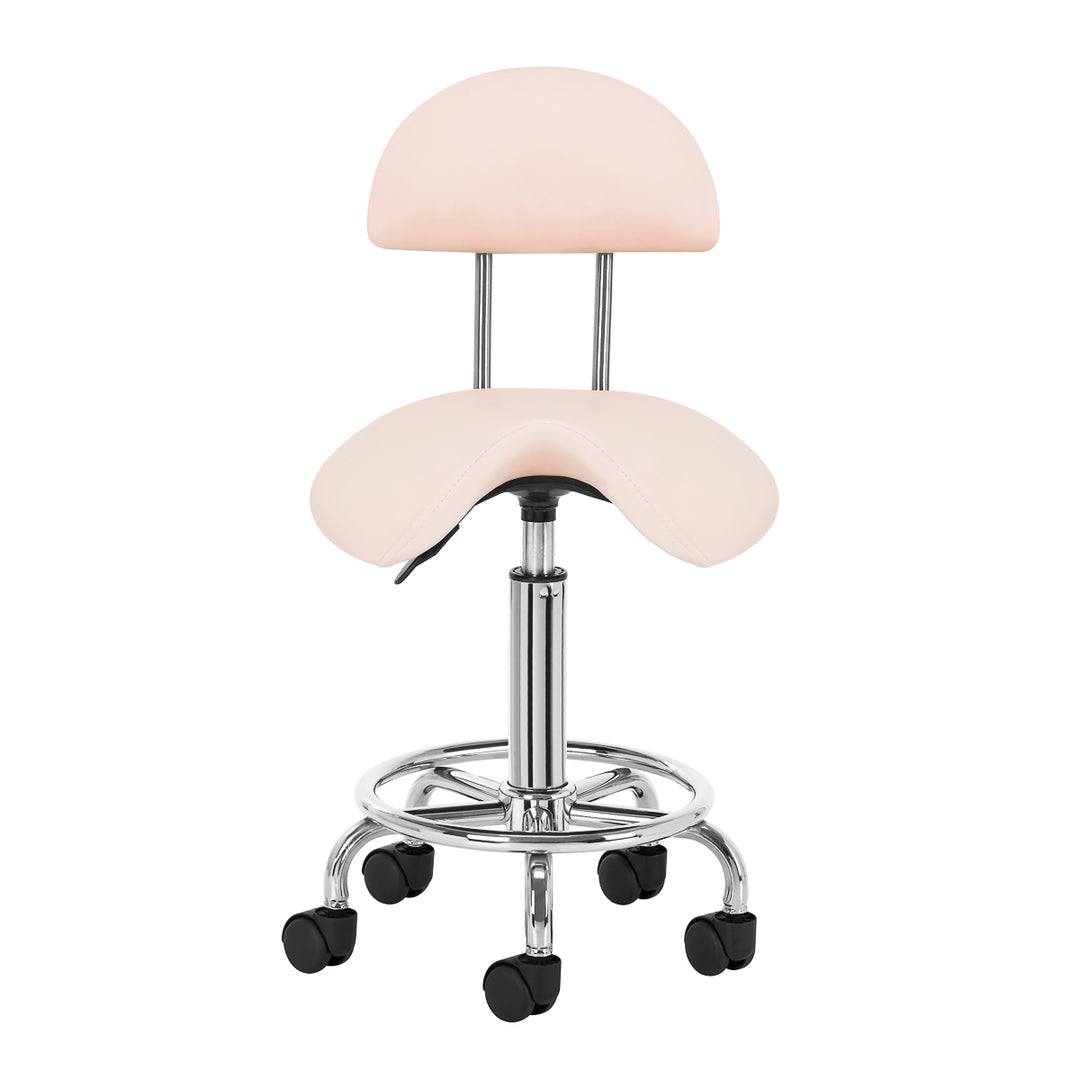 Sgabello Ergonomico con Ruote e Schienale 6001 Rosa - immagine 2