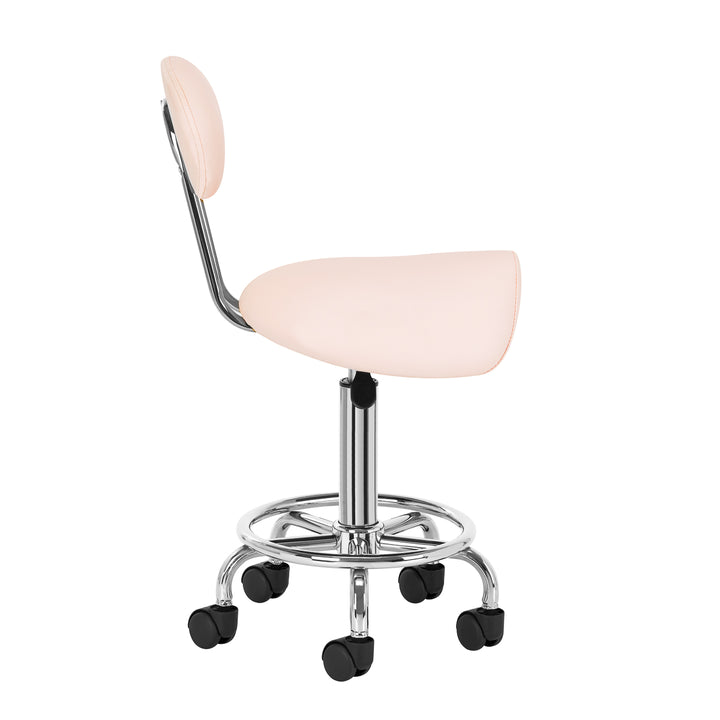 Sgabello Ergonomico con Ruote e Schienale 6001 Rosa - immagine 3