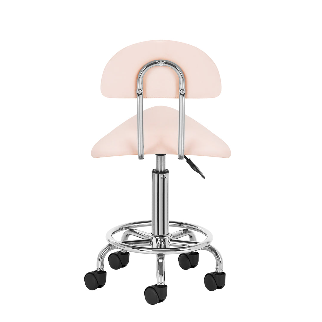 Sgabello Ergonomico con Ruote e Schienale 6001 Rosa - immagine 4