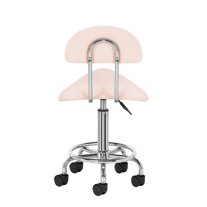 Sgabello Ergonomico con Ruote e Schienale 6001 Rosa - immagine 4