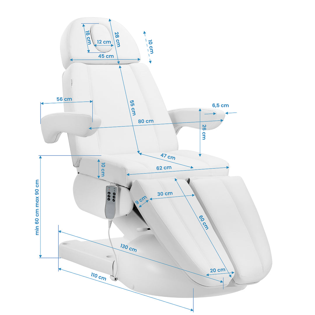 Poltrona Estetica Elettrica Azzurro Lux Pedi con 3 Motori Bianco - immagine 19