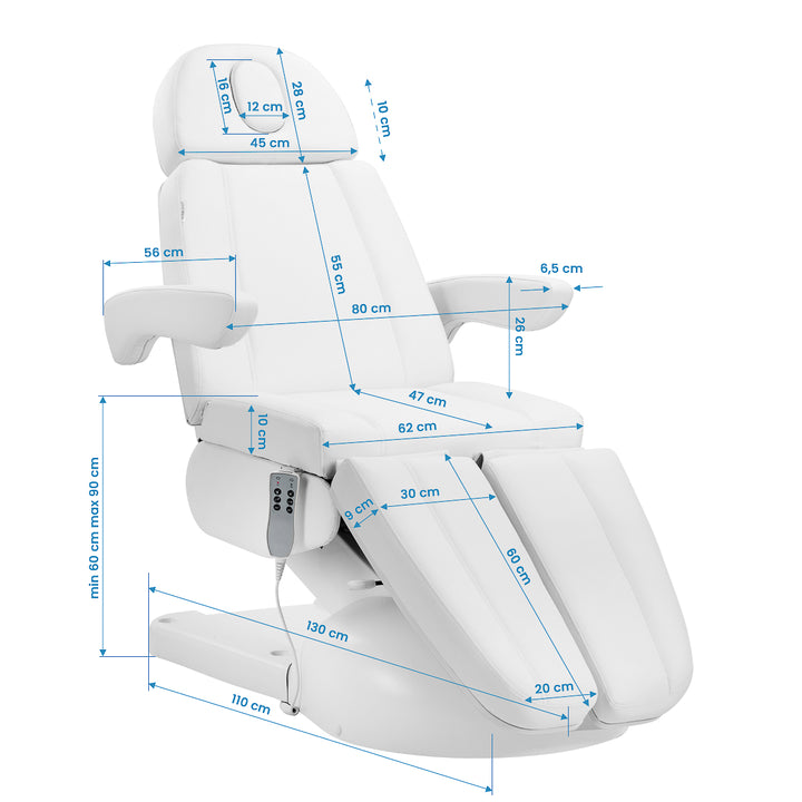 Poltrona Estetica Elettrica Azzurro Lux Pedi con 3 Motori Bianco - immagine 19