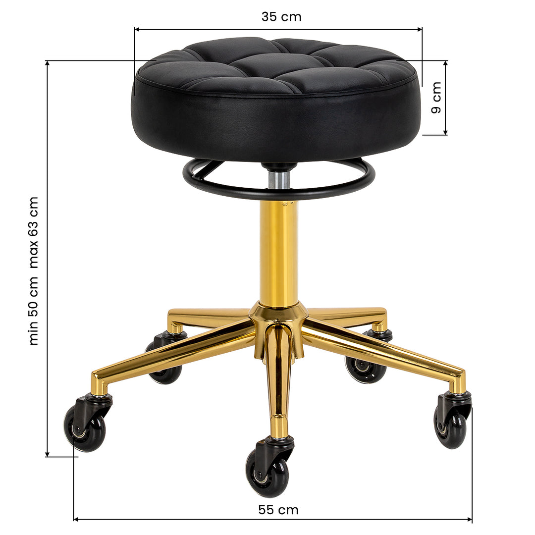 Sgabello con Ruote Gabbiano D054G Nero-Oro - immagine 6