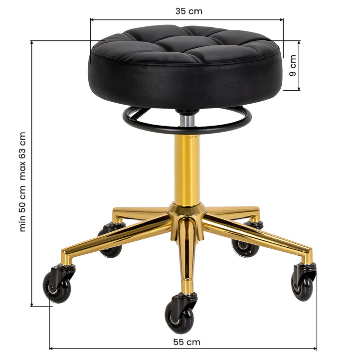 Sgabello con Ruote Gabbiano D054G Nero-Oro - immagine 6