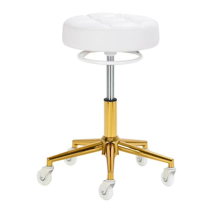 Sgabello con Ruote Gabbiano D054G Bianco-Oro - immagine 2