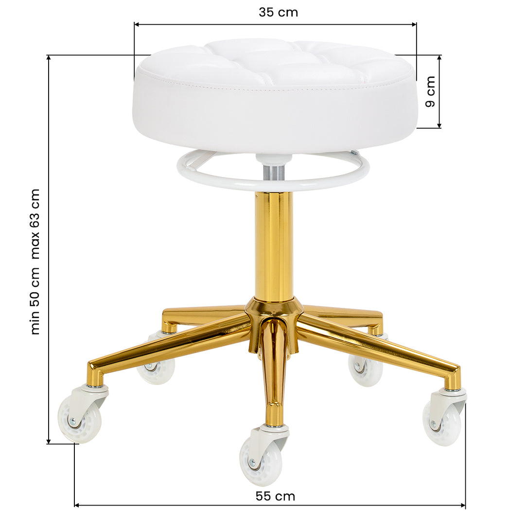 Sgabello con Ruote Gabbiano D054G Bianco-Oro - immagine 6