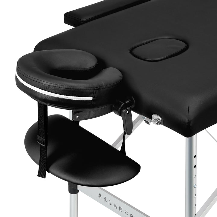 Lettino da massaggio pieghevole in alluminio Balance 2 zone nero