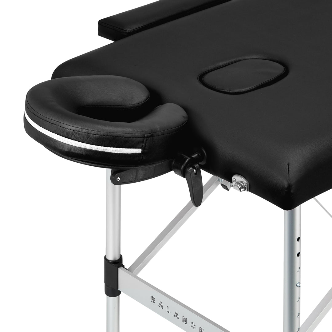 Lettino da massaggio pieghevole in alluminio Balance 2 zone nero