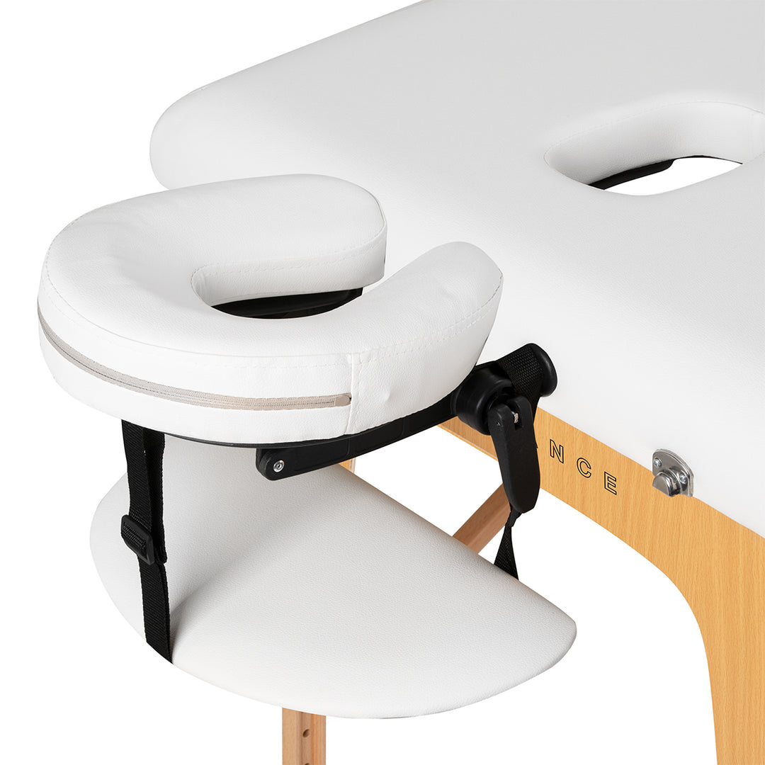 Lettino da massaggio pieghevole in legno di faggio Balance 2 zone bianco