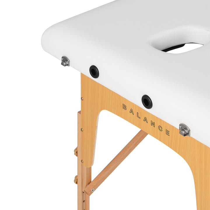 Lettino da massaggio pieghevole in legno di faggio Balance 2 zone bianco