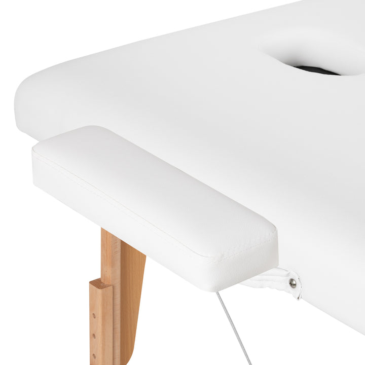 Lettino da massaggio pieghevole in legno di faggio Balance 2 zone bianco