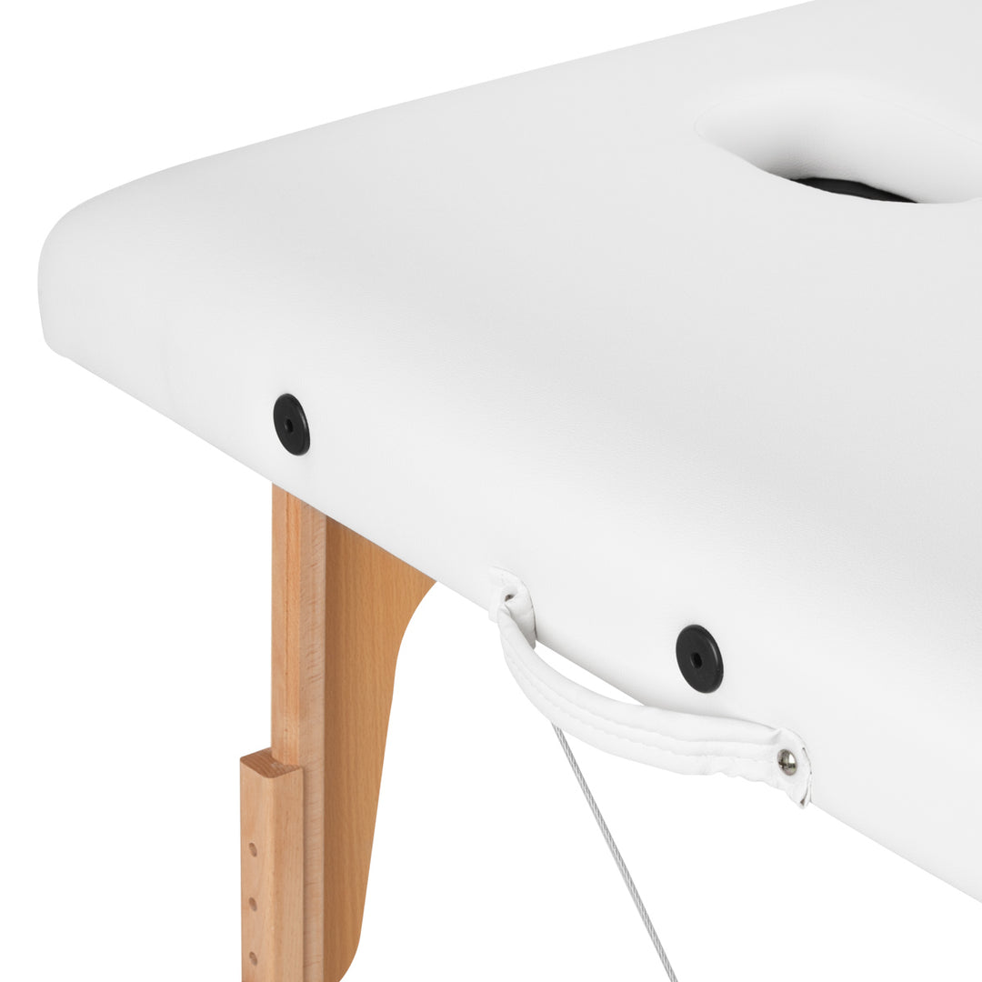 Lettino da massaggio pieghevole in legno di faggio Balance 2 zone bianco