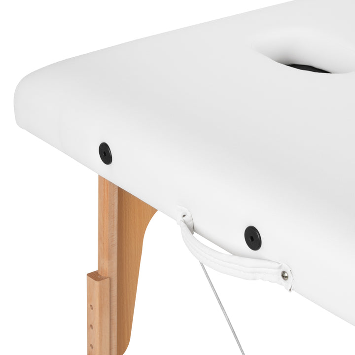 Lettino da massaggio pieghevole in legno di faggio Balance 2 zone bianco