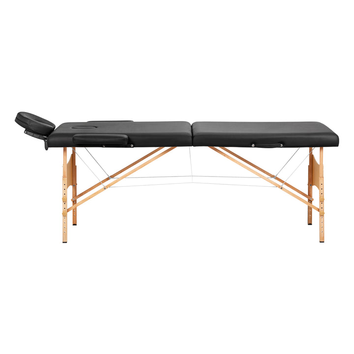 Lettino da massaggio pieghevole in legno di faggio Balance 2 zone nero