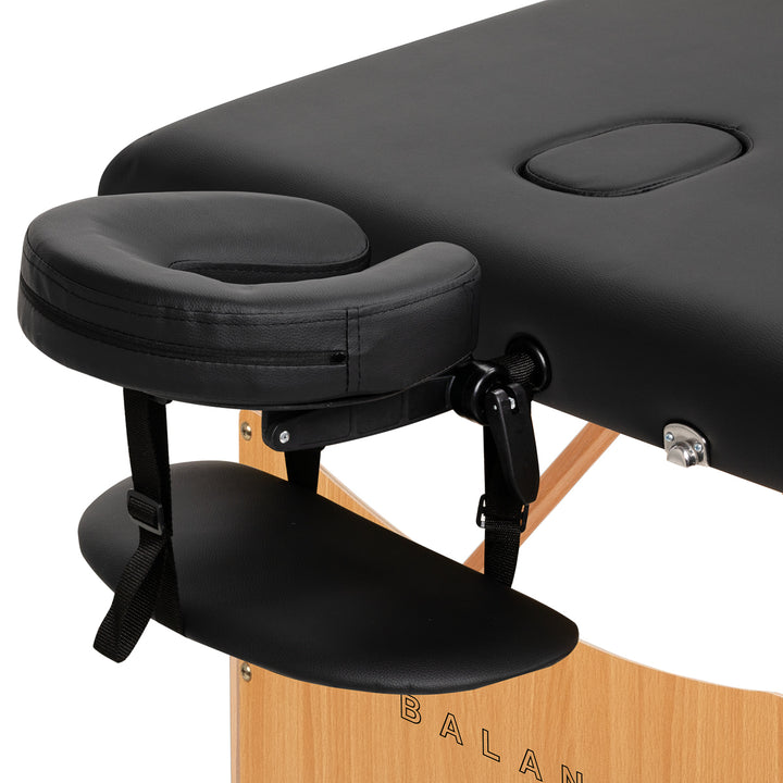 Lettino da massaggio pieghevole in legno di faggio Balance 2 zone nero