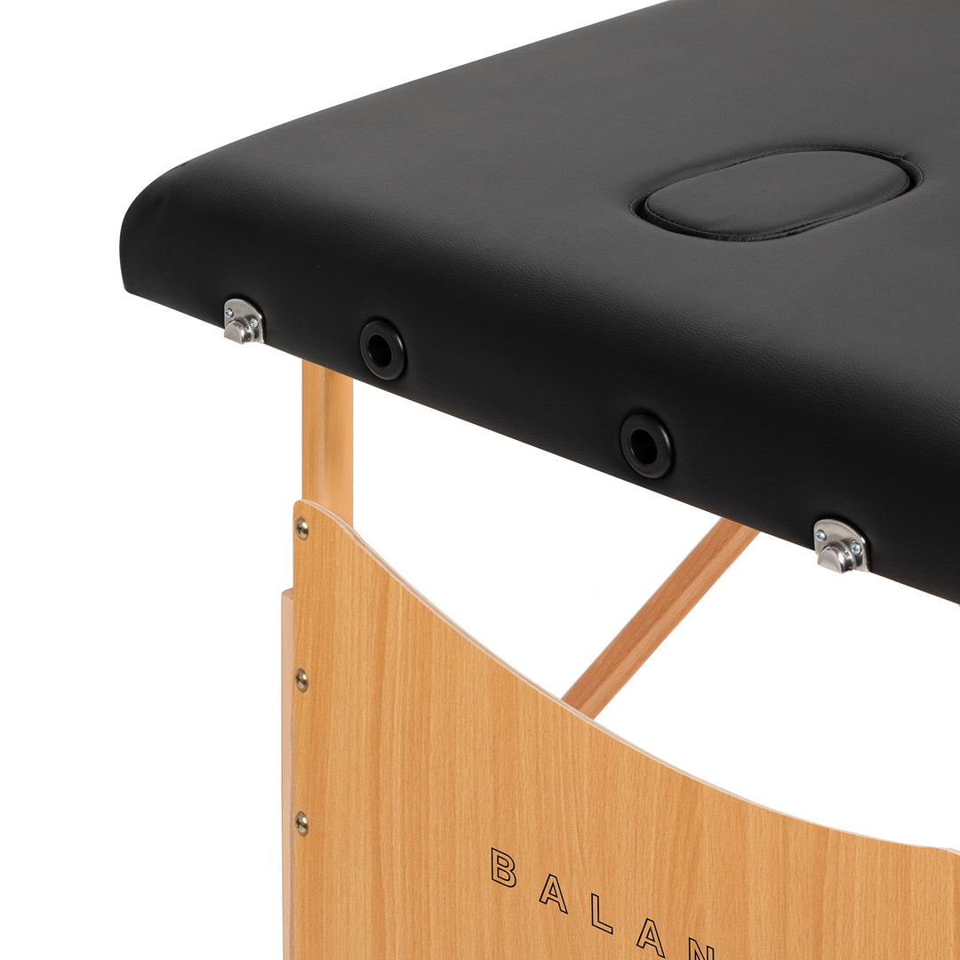 Lettino da massaggio pieghevole in legno di faggio Balance 2 zone nero