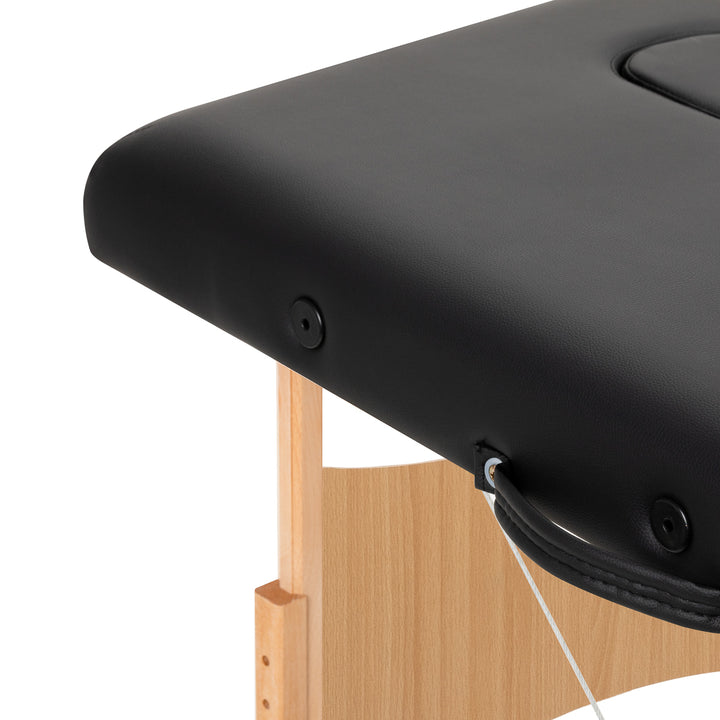 Lettino da massaggio pieghevole in legno di faggio Balance 2 zone nero
