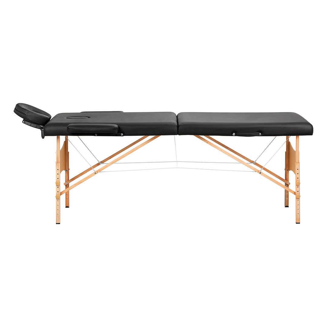Lettino da massaggio pieghevole in legno Balance Lux 2 zone nero