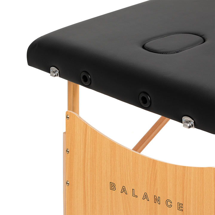 Lettino da massaggio pieghevole in legno Balance Lux 2 zone nero