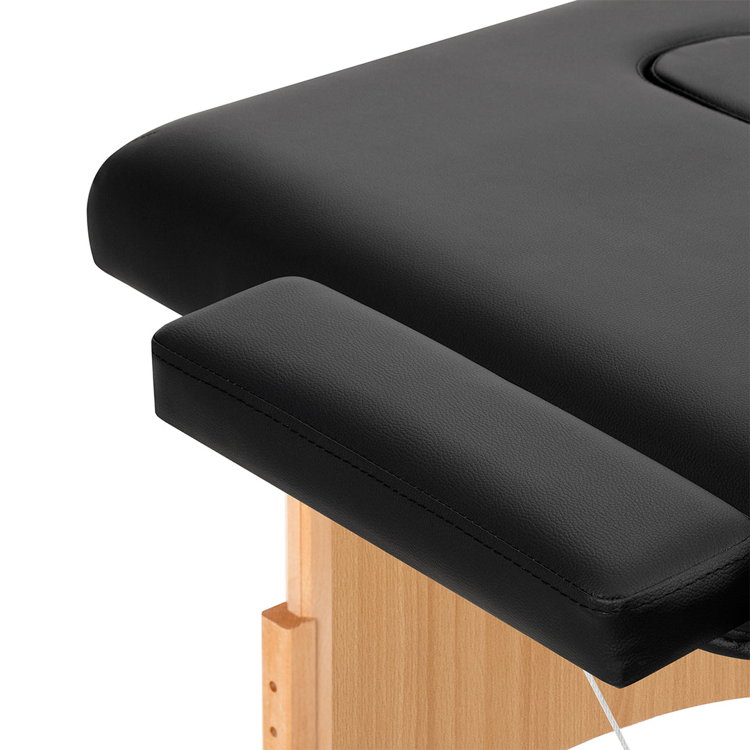 Lettino da massaggio pieghevole in legno Balance Lux 2 zone nero