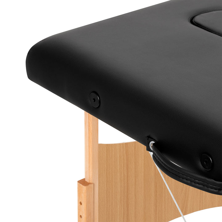 Lettino da massaggio pieghevole in legno Balance Lux 2 zone nero