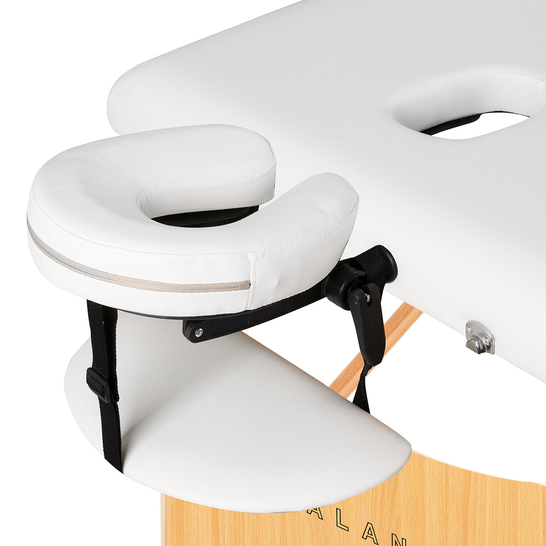 Lettino da massaggio pieghevole in legno di faggio Balance Lux 2 zone bianco