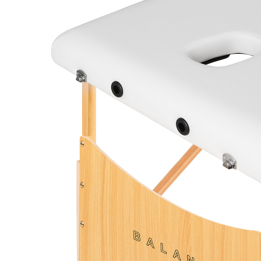 Lettino da massaggio pieghevole in legno di faggio Balance Lux 2 zone bianco