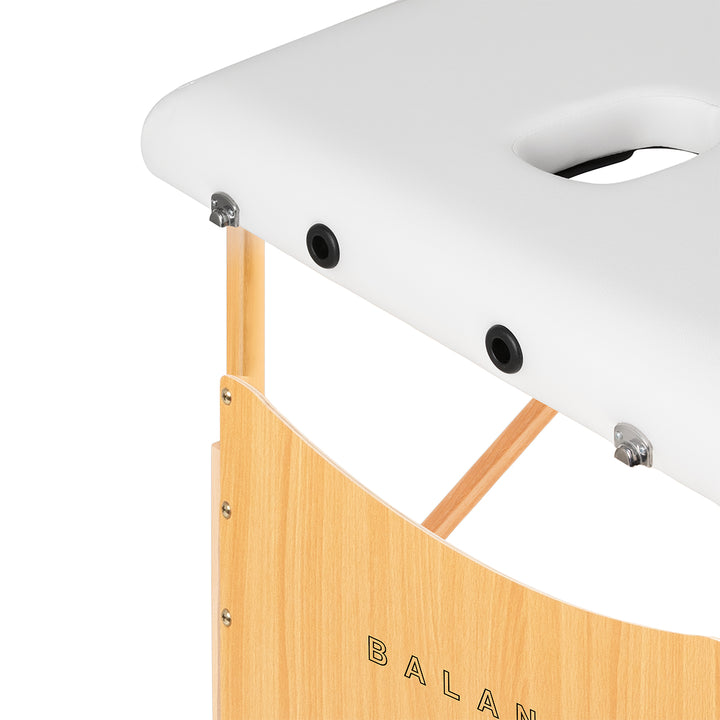 Lettino da massaggio pieghevole in legno di faggio Balance Lux 2 zone bianco