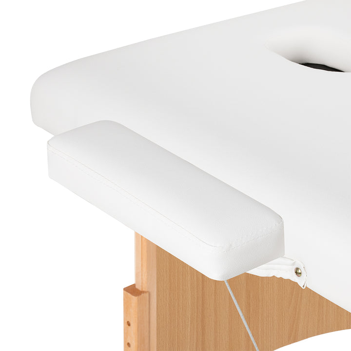Lettino da massaggio pieghevole in legno di faggio Balance Lux 2 zone bianco