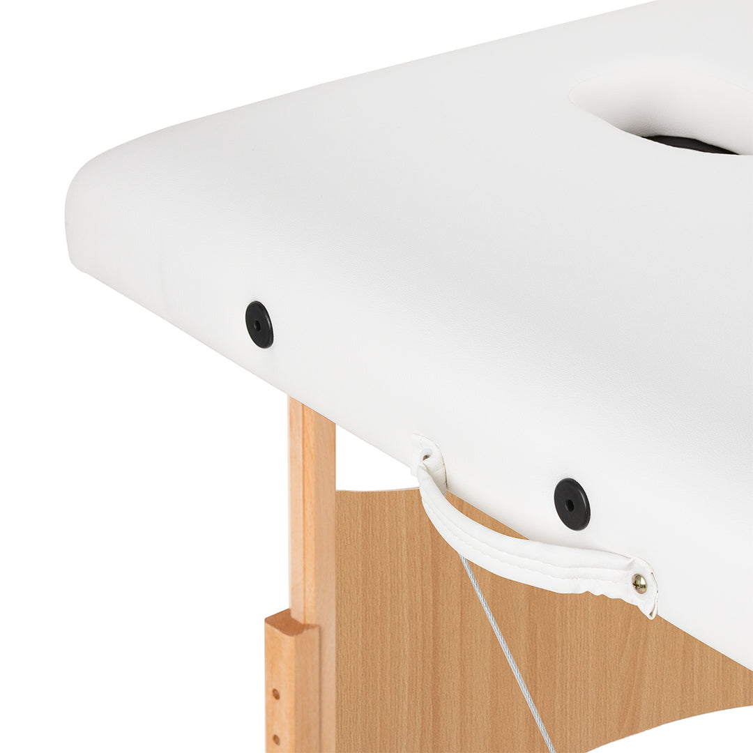 Lettino da massaggio pieghevole in legno di faggio Balance Lux 2 zone bianco
