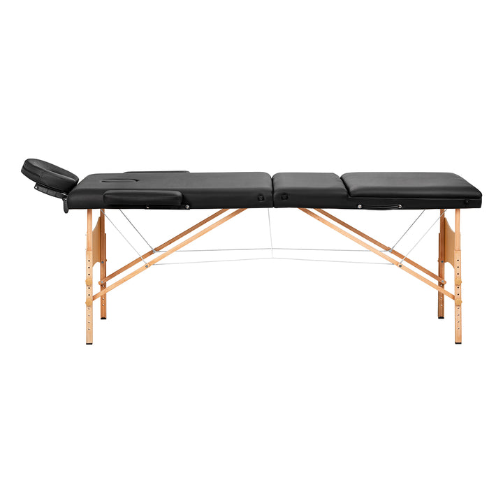 Lettino da massaggio pieghevole in legno Balance Lux 3 zone nero