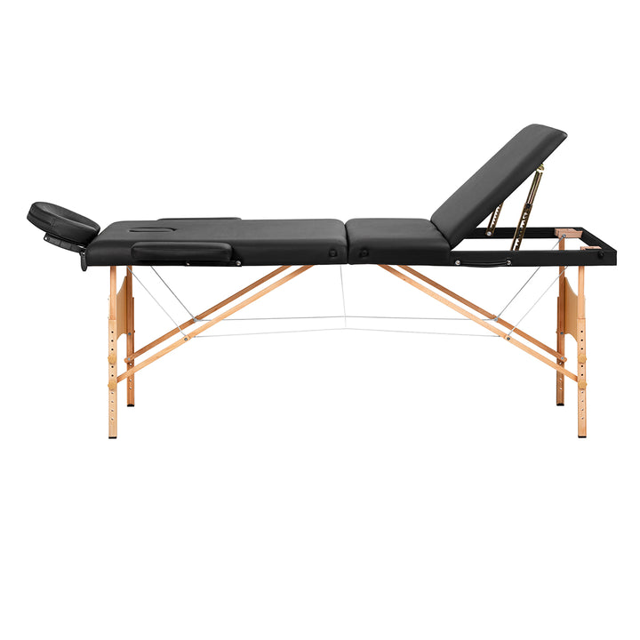 Lettino da massaggio pieghevole in legno Balance Lux 3 zone nero