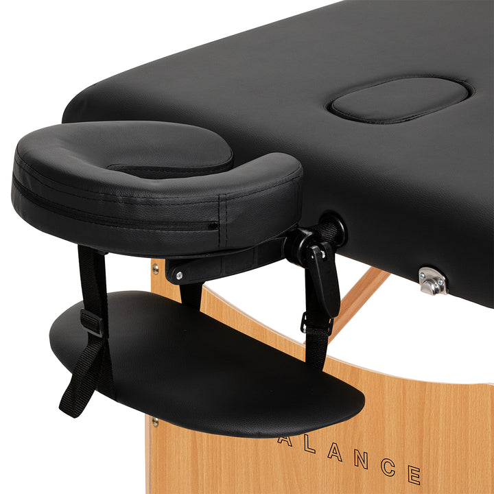 Lettino da massaggio pieghevole in legno Balance Lux 3 zone nero