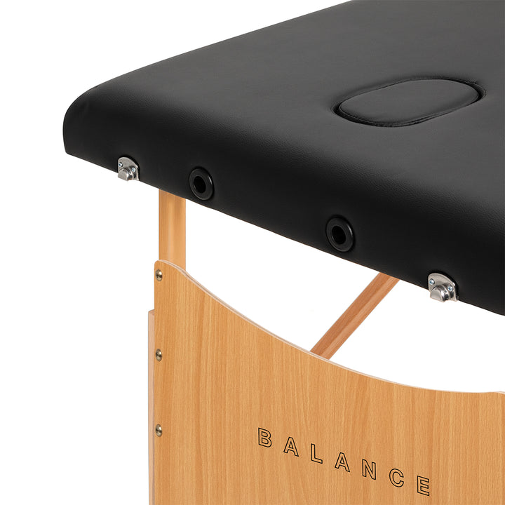 Lettino da massaggio pieghevole in legno Balance Lux 3 zone nero