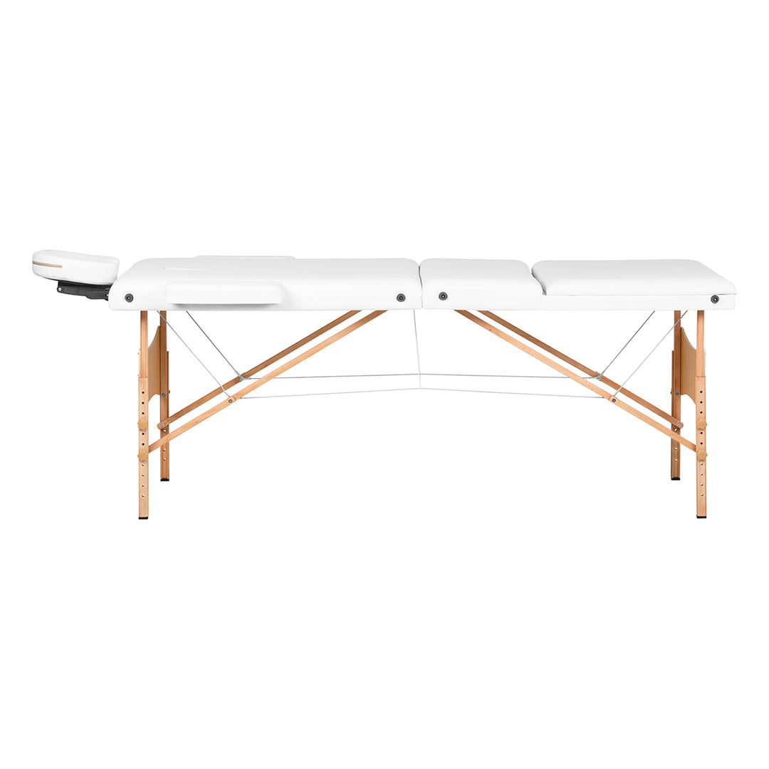 Lettino da massaggio pieghevole in legno di faggio Balance Lux 3 zone bianco