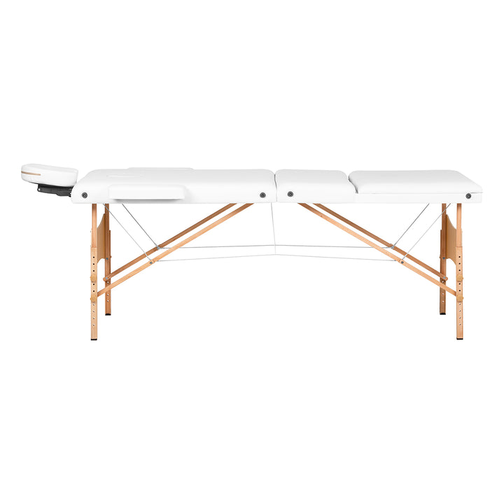 Lettino da massaggio pieghevole in legno di faggio Balance Lux 3 zone bianco