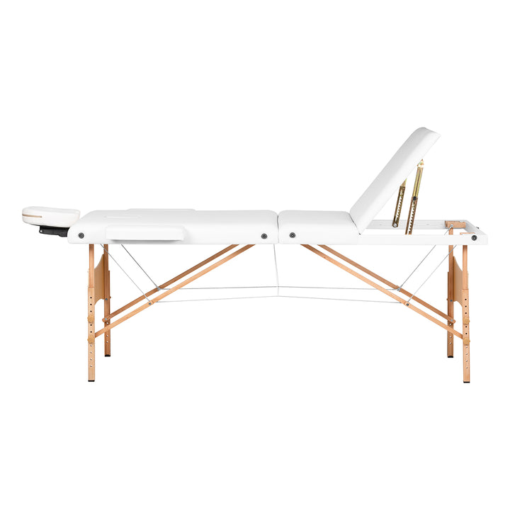 Lettino da massaggio pieghevole in legno di faggio Balance Lux 3 zone bianco