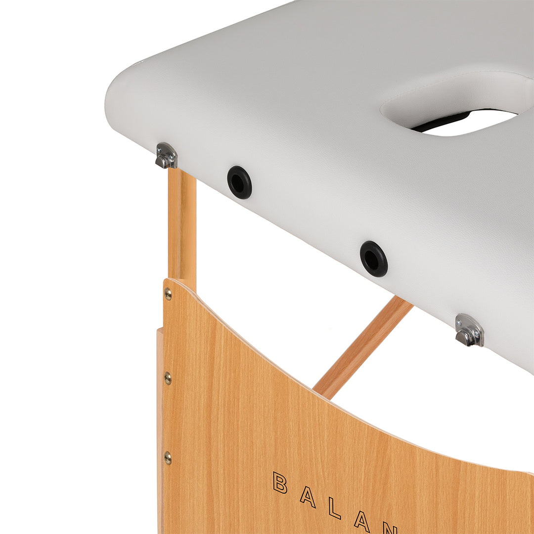 Lettino da massaggio pieghevole in legno di faggio Balance Lux 3 zone bianco