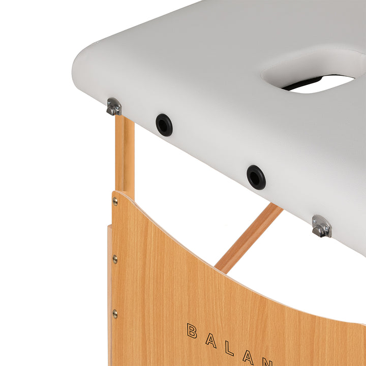 Lettino da massaggio pieghevole in legno di faggio Balance Lux 3 zone bianco